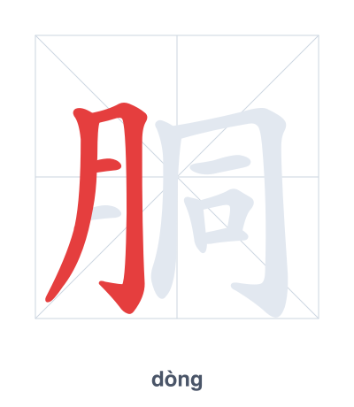 تدريب ترتيب الخطوط لـ 胴 - dòng