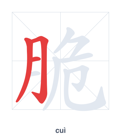 Pratica dell'ordine dei tratti per 脆 - cuì