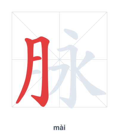 แบบฝึกลำดับเส้นสำหรับ 脉 - mài/mò