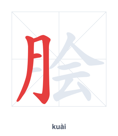 تدريب ترتيب الخطوط لـ 脍 - kuài