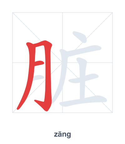 แบบฝึกลำดับเส้นสำหรับ 脏 - zāng/zàng