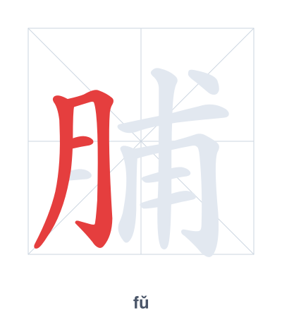 แบบฝึกลำดับเส้นสำหรับ 脯 - fǔ/pú