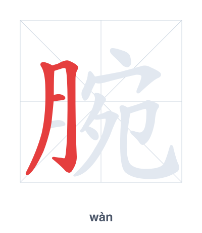 تدريب ترتيب الخطوط لـ 腕 - wàn
