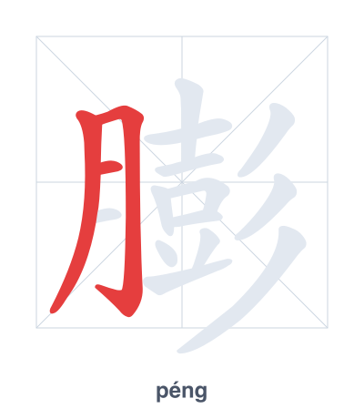 Pratica dell'ordine dei tratti per 膨 - péng