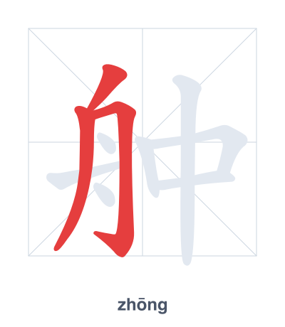 Практика порядка черт для 舯 - zhōng