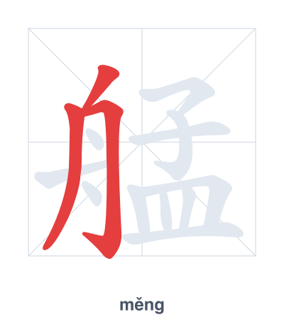 Pratica dell'ordine dei tratti per 艋 - měng