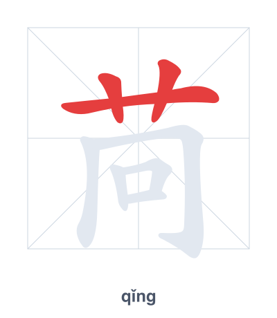 تدريب ترتيب الخطوط لـ 苘 - qǐng