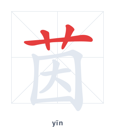 Prática de ordem dos traços para 茵 - yīn