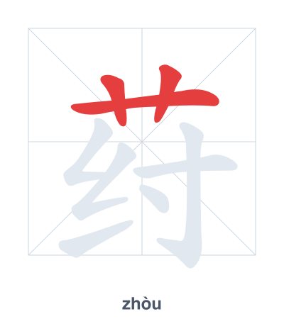 荮（zhòu）の筆順練習
