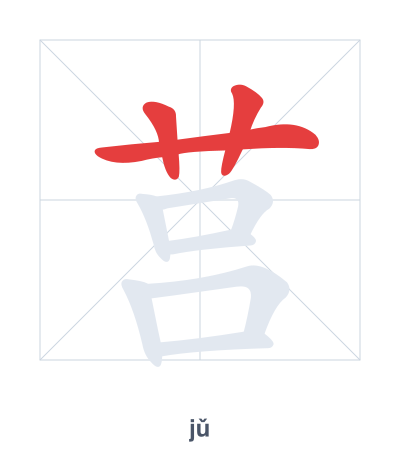 Pratica dell'ordine dei tratti per 莒 - jǔ
