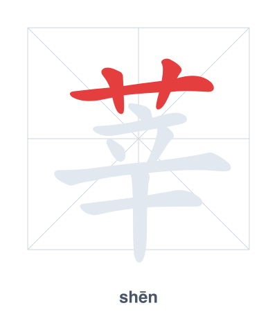 莘 (shēn/xīn) vuruş sırası pratiği