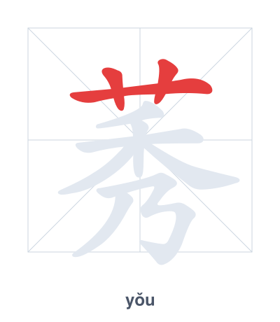 تدريب ترتيب الخطوط لـ 莠 - yǒu