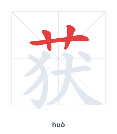 Pratica dell'ordine dei tratti per 获 - huò