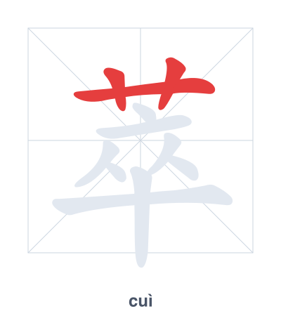 แบบฝึกลำดับเส้นสำหรับ 萃 - cuì