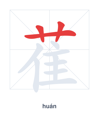 Prática de ordem dos traços para 萑 - huán
