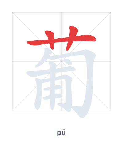 Pratica dell'ordine dei tratti per 葡 - pú