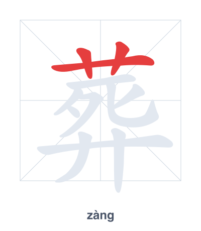 Pratica dell'ordine dei tratti per 葬 - zàng