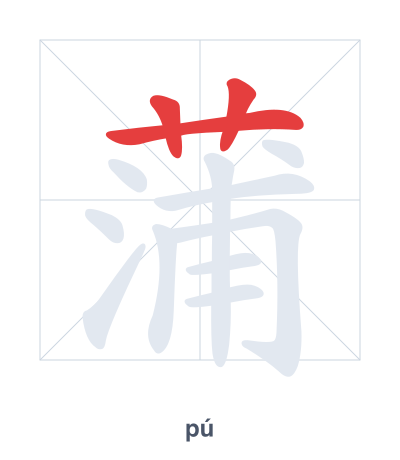 Pratica dell'ordine dei tratti per 蒲 - pú