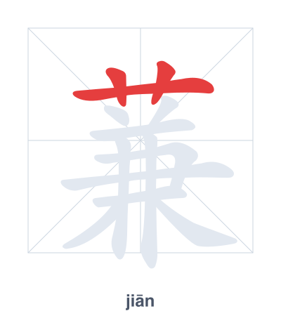 Pratica dell'ordine dei tratti per 蒹 - jiān