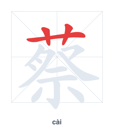แบบฝึกลำดับเส้นสำหรับ 蔡 - cài