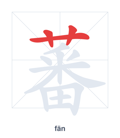 แบบฝึกลำดับเส้นสำหรับ 蕃 - fān