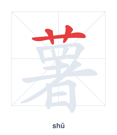 Latihan urutan goresan untuk 薯 - shǔ