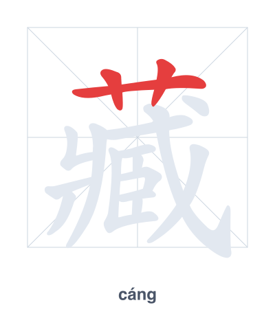 Práctica de orden de trazos para 藏 - cáng/zàng