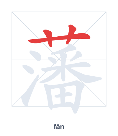 แบบฝึกลำดับเส้นสำหรับ 藩 - fān