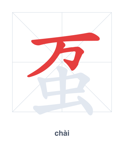 Pratica dell'ordine dei tratti per 虿 - chài