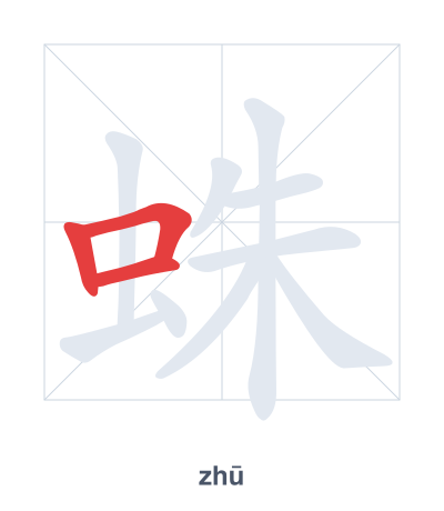 Pratique de l'ordre des traits pour 蛛 - zhū
