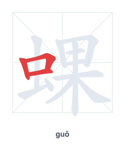 Latihan urutan goresan untuk 蜾 - guǒ