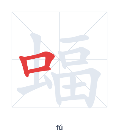 Mazoezi ya mpangilio wa mikunjo kwa 蝠 - fú