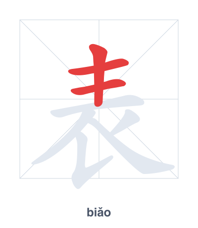 Pratica dell'ordine dei tratti per 表 - biǎo