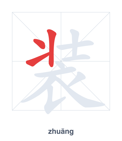 Práctica de orden de trazos para 装 - zhuāng