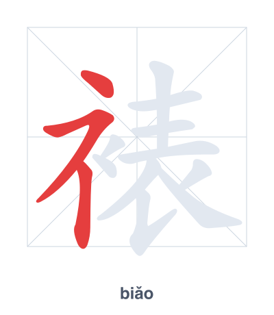 Práctica de orden de trazos para 裱 - biǎo
