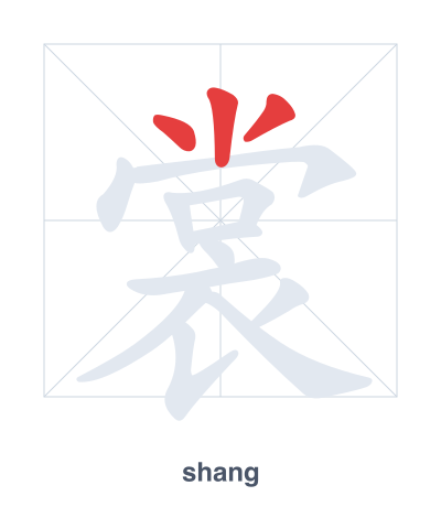 แบบฝึกลำดับเส้นสำหรับ 裳 - shang