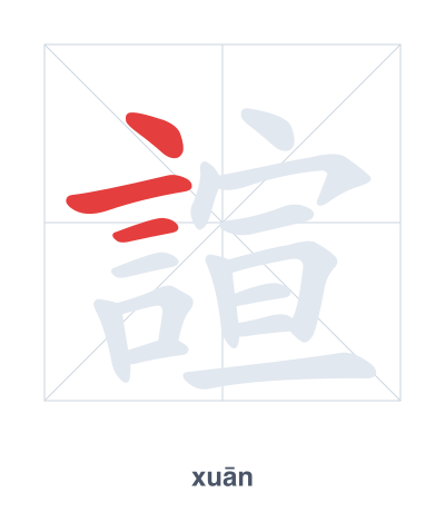 Pratica dell'ordine dei tratti per 諠 - xuān
