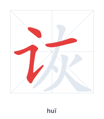 Pratica dell'ordine dei tratti per 诙 - huī