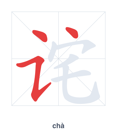 Pratica dell'ordine dei tratti per 诧 - chà