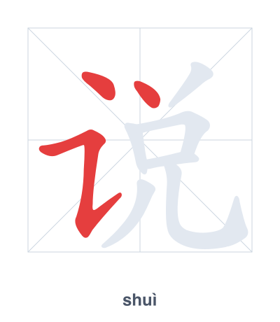 تدريب ترتيب الخطوط لـ 说 - shuì/shuō