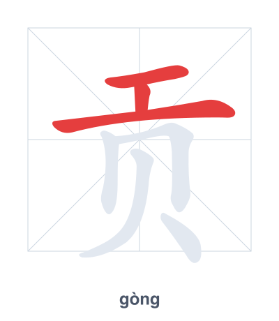 Luyện tập thứ tự nét cho 贡 - gòng