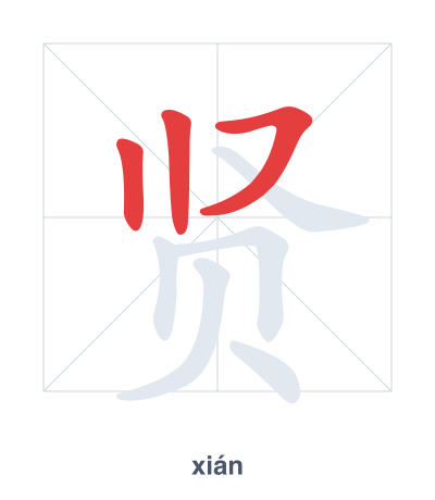 Pratica dell'ordine dei tratti per 贤 - xián