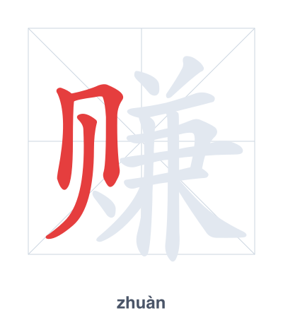 Pratica dell'ordine dei tratti per 赚 - zhuàn