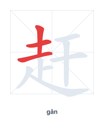 Практика порядка черт для 赶 - gǎn