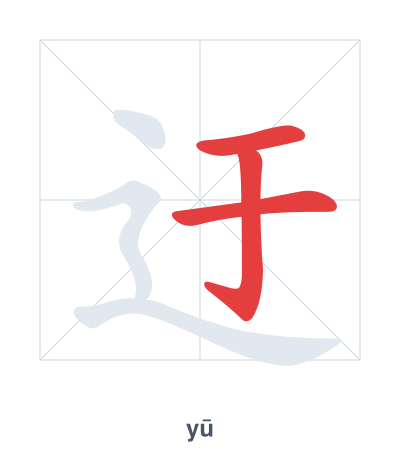 แบบฝึกลำดับเส้นสำหรับ 迂 - yū