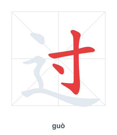 แบบฝึกลำดับเส้นสำหรับ 过 - guò