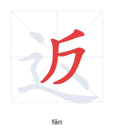 แบบฝึกลำดับเส้นสำหรับ 返 - fǎn