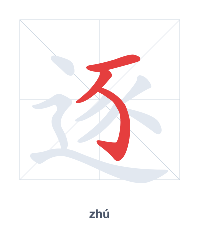 Pratica dell'ordine dei tratti per 逐 - zhú