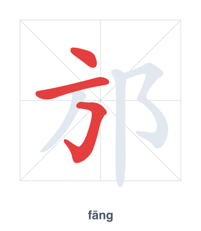 Latihan urutan goresan untuk 邡 - fāng