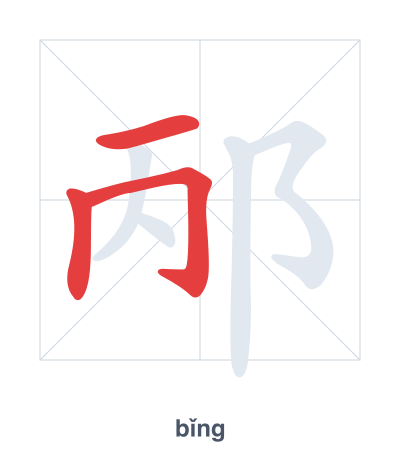 تدريب ترتيب الخطوط لـ 邴 - bǐng